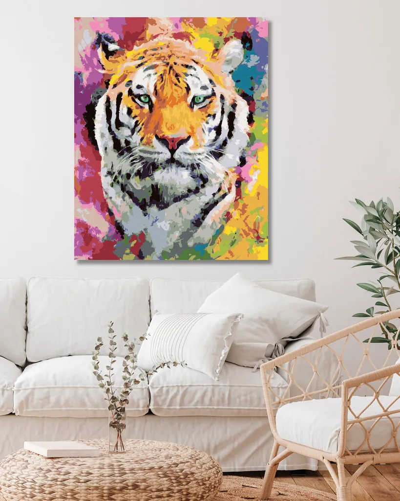 DAERLE Tigre bianca e nera 5D Diamond Painting Kit Completo, Animale Pittura Diamante Bambini DIY Strass Ricamo a Punto Croce Decorazione per Casa 30x30cm