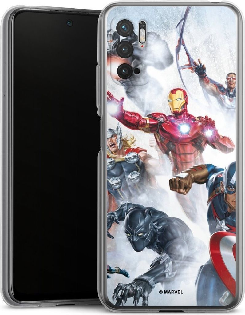 DeinDesign Handyhülle für Xiaomi Redmi Note 10 5G Silikon Hülle Case Smartphone Schutzhülle Offizielles Lizenzprodukt Marvel The Avengers
