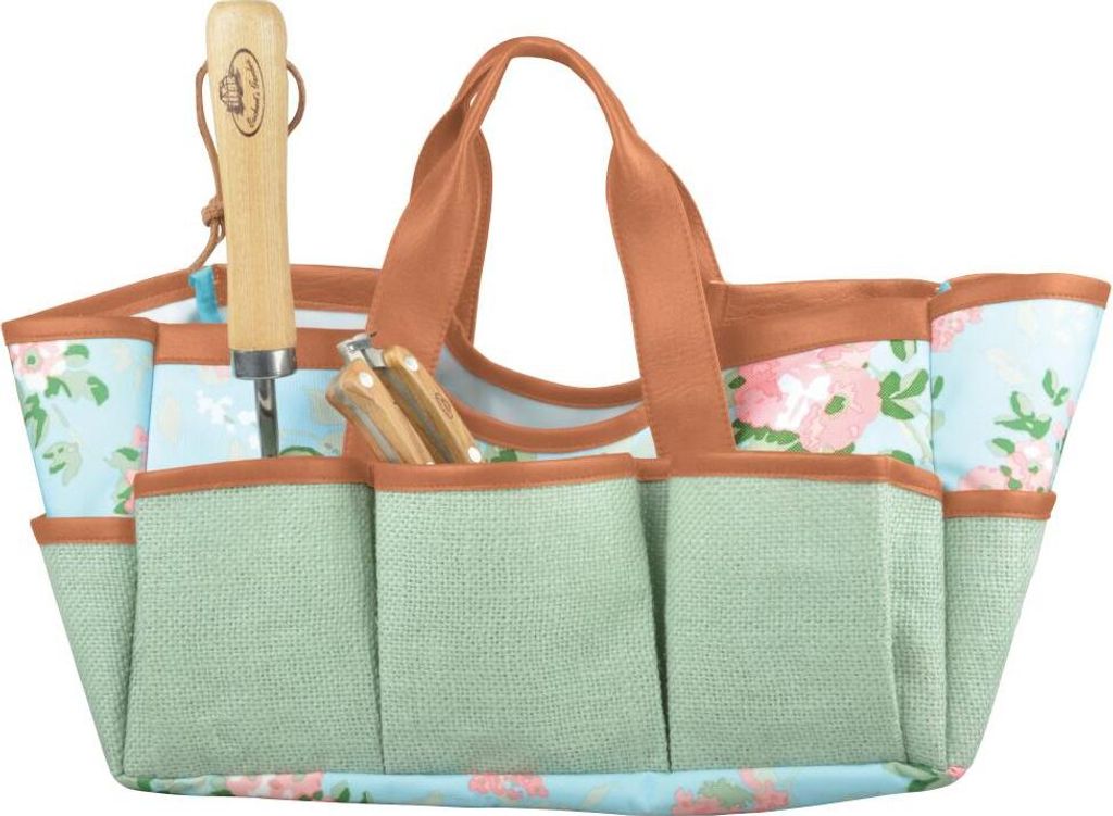 Esschert Design | Gartentaschen - Werkzeugtasche - Garten - bunt - mit Rosenmotiv - Aufbewahrungstasche