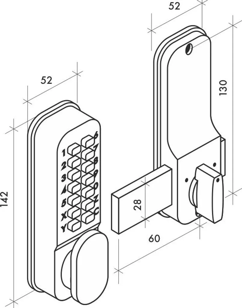 Verrou à combinaison mécanique avec pêne dormant robuste à 8 chiffres - 3