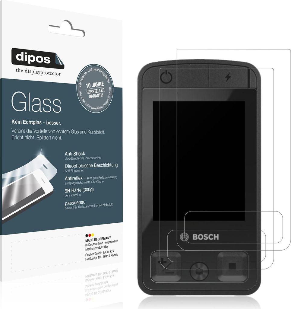2x Schutzfolie für Bosch Kiox 400C matt - Anti-Shock 9H Folie dipos Glass Kunststoffglas