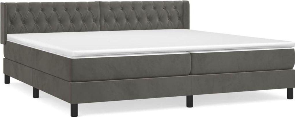 Boxspringbett mit Matratze Dunkelgrau 200x200 cm Samt