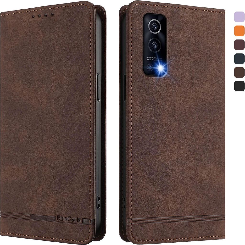 Hülle für Vivo Y72 5G, Retro Kunstleder Ständer Klapphülle mit Kartenfächer und Magnetische Braun