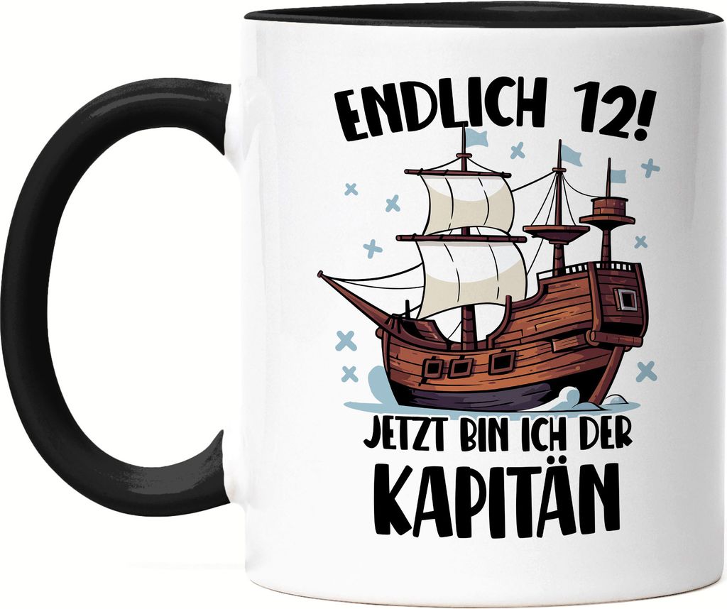 Geburtstag 12 Jahre Tasse Schwarz 12 Jahre 12. Geburtstag Pirat Piraten Motto