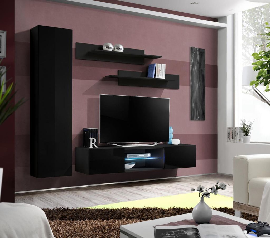 Wohnwand Einrichtung Wandschrank Design Holz Designer Modern Garnitur