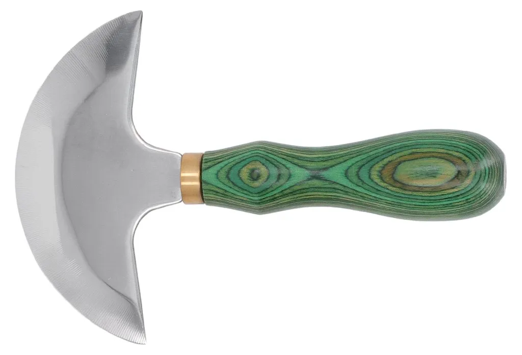Couteau à tête ronde en acier inoxydable et manche en bois pour cuir