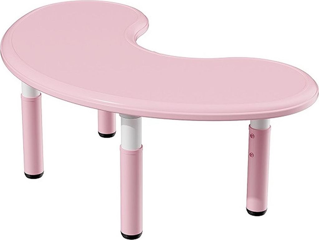 Kinderschreibtisch 43–51 cm höhenverstellbar – 120x65 cm Halbmondtisch Rosa aus Kunststoff – multifunktionaler Mondtisch für Kinder Jungen ...
