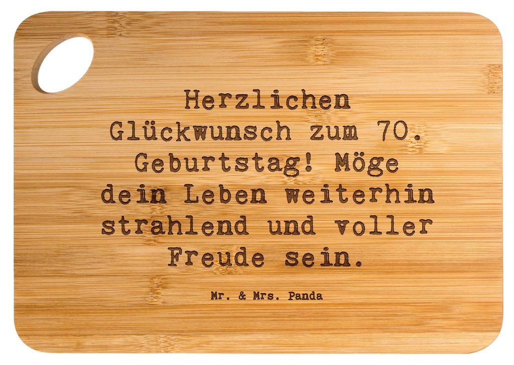 Mr. & Mrs. Panda Schneidebrett Spruch 70. Geburtstag Glückwünsche - Transparent - Geschenk, Happy Birthday, Brett, liebevoll handgefertigt, unver...