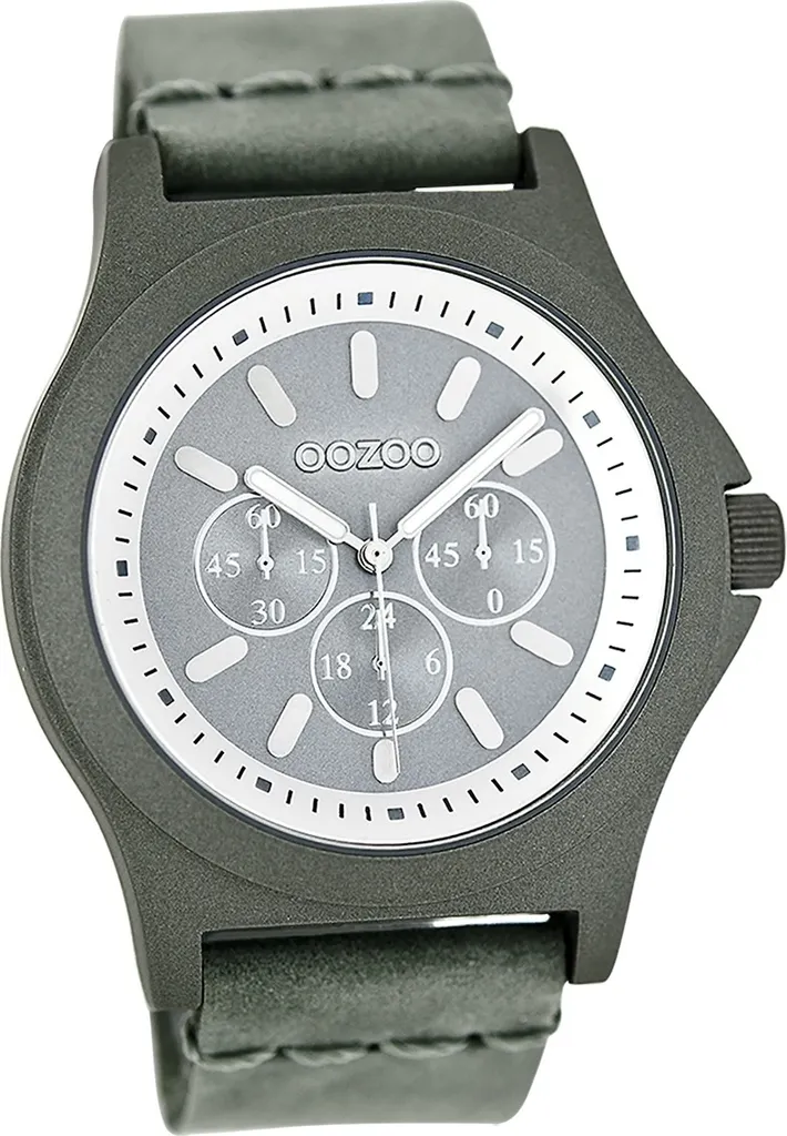 Montre à quartz Oozoo avec bracelet cuir gris brillant pour femme élégante