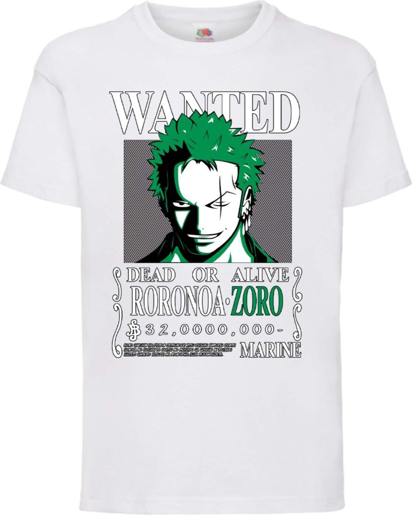 Kinder T-Shirt One Manga Piece Anime Roronoa Zoro 01 Roronoa, 7-8 Jahr - 128 / Weiß