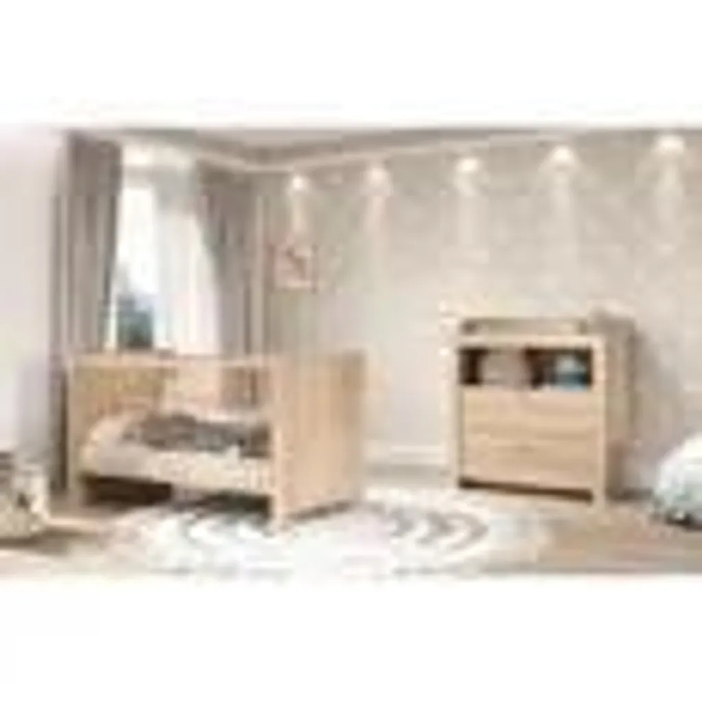 Olivia : Ensemble Chambre Bébé Complet, Coloris Chêne Scié Clair et Blanc - 8