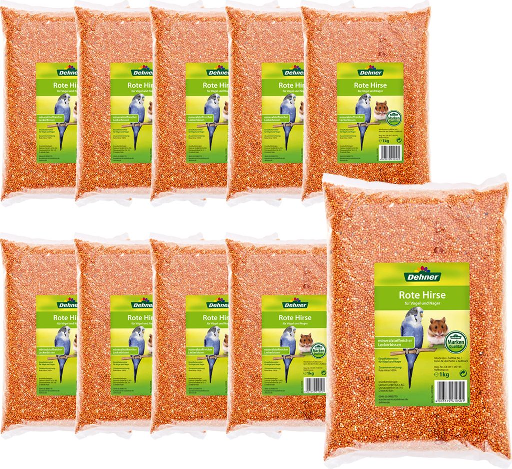 Dehner Rote Hirse für Vögel und Nager, 10 x 1 kg (10 kg)