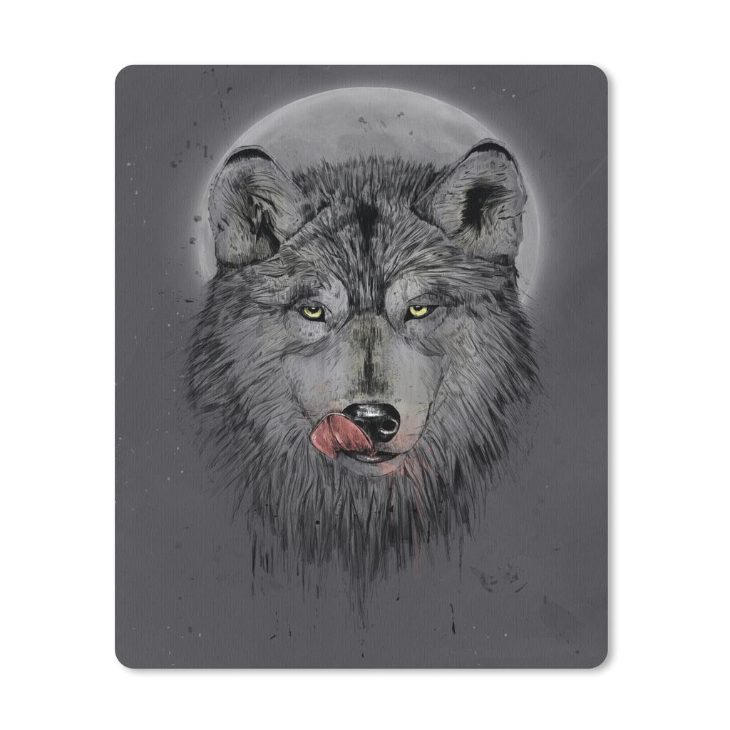 MuchoWow Mauspad Mousepad Wolf - Mond - Tiere - Dunkelheit 30x40 cm - Mousepads - Maus Mat - Pad - Mausunterlage - Mausmatten