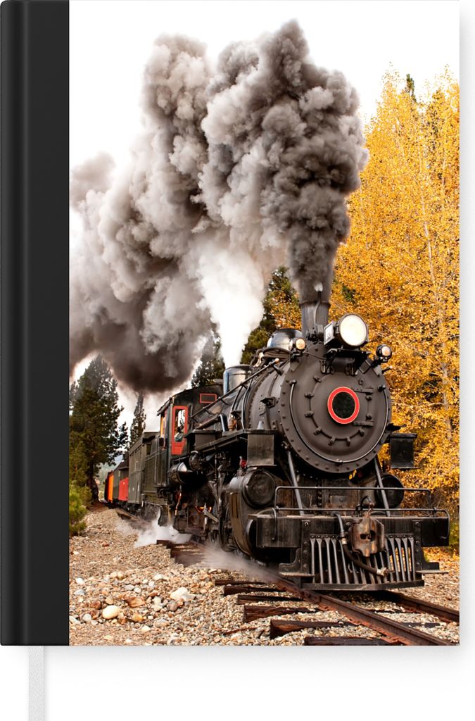 MuchoWow Notizbuch Tagebuch Haushaltsbuch Notebook A5 Dampflokomotive mit schönen Rauchfahnen - Notizblock - Notizheft - Notebook - Schreibblock...