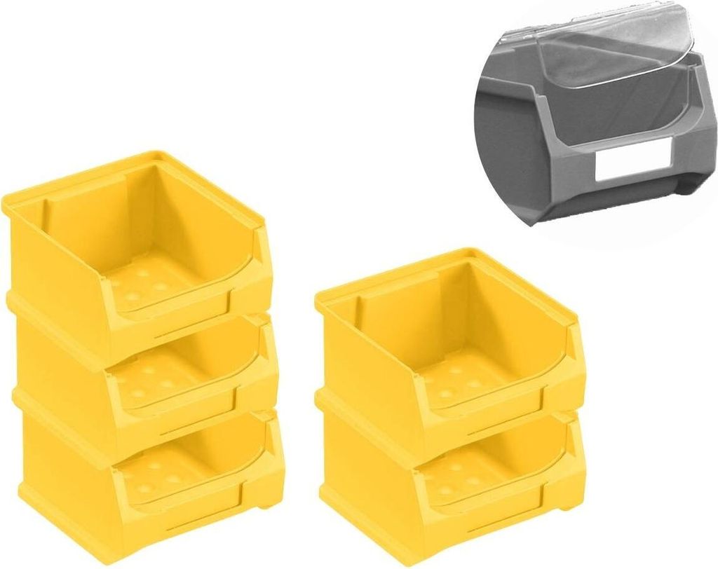 SparSet 5x Gelbe Sichtlagerbox 1.0 mit Abdeckung | HxBxT 6x10x10cm | 0,4 Liter | Sichtlagerbehälter, Sichtlagerkasten, Sichtlagerkastensortiment, ...