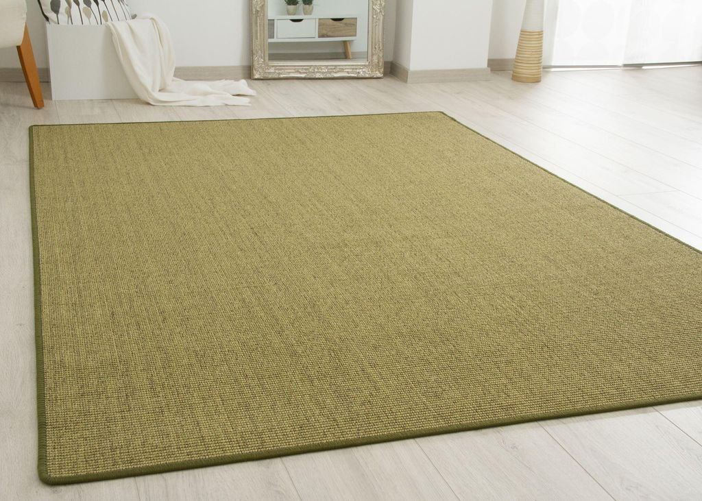 Sisal Teppich Acapulco - gekettelter Sisalteppich aus 100% Sisal in Grün, Größe: 80x200 cm