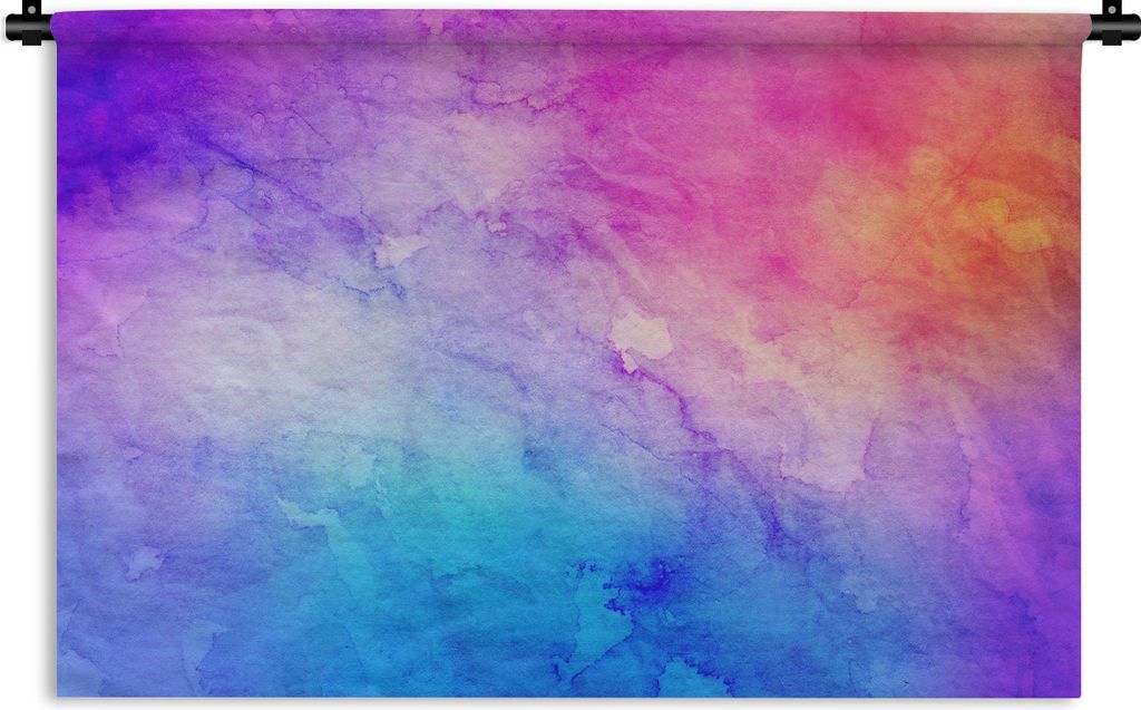 MuchoWow Wandteppich Wandbehang Wasserfarben - Orange - Rosa - Blau 120x80 cm Tapisserie Dekoration Wandtuch - Wanddekorationen - Wandtücher