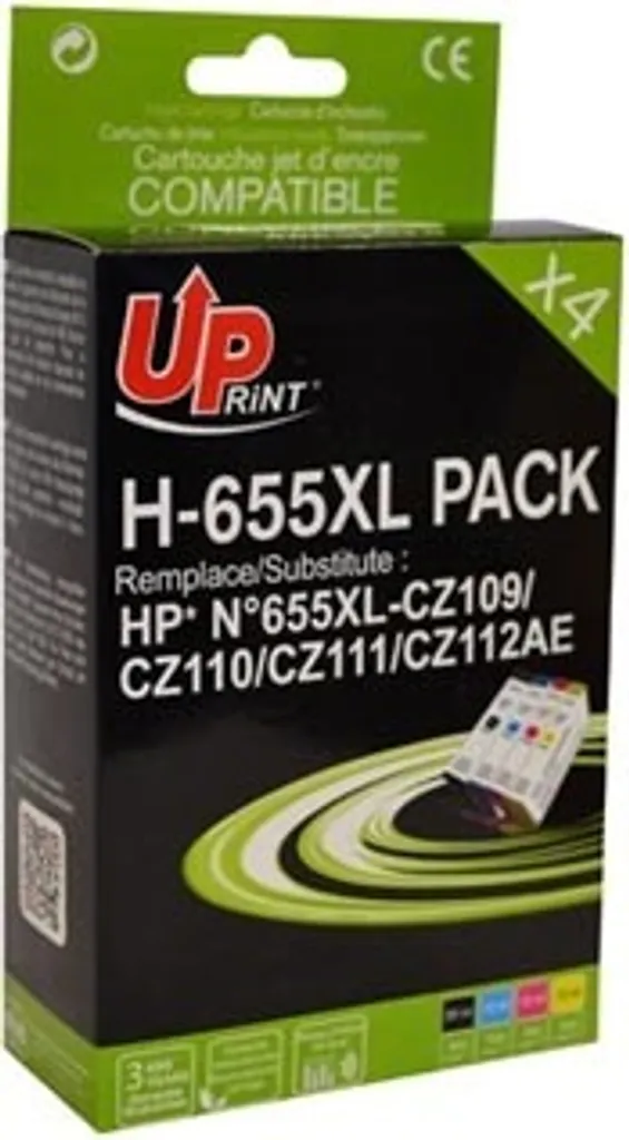 Pack Cartouches Encre HP 655 XL Noir et Couleur CZ109AE à CZ112AE UPrint
