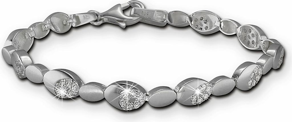 SilberDream Damen-Armband oval Sterling Silber glitzer 18,8cm weiß SDA444W