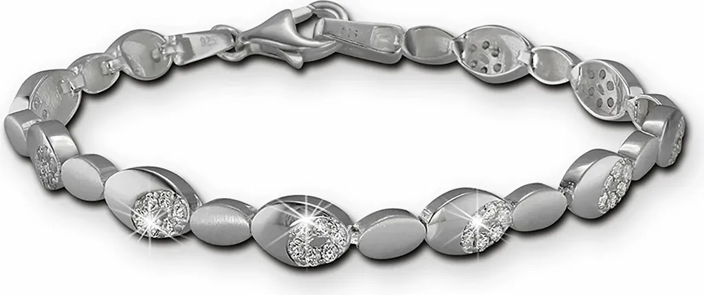 Bracelet argent sterling scintillant blanc de 18,8cm pour femme