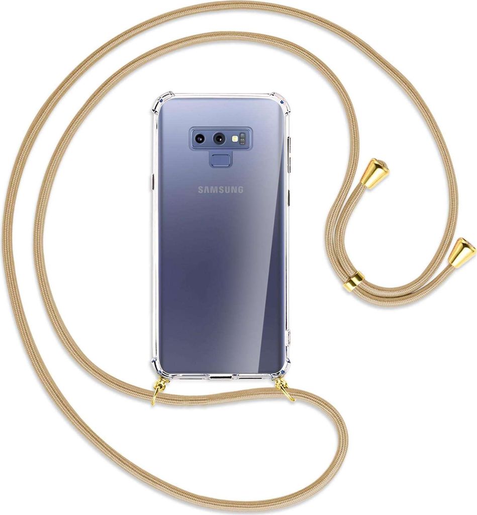 Handykette Backcover-Schutzhülle mit Band (Metall goldfarben) für Samsung Galaxy Note 9 - caramel