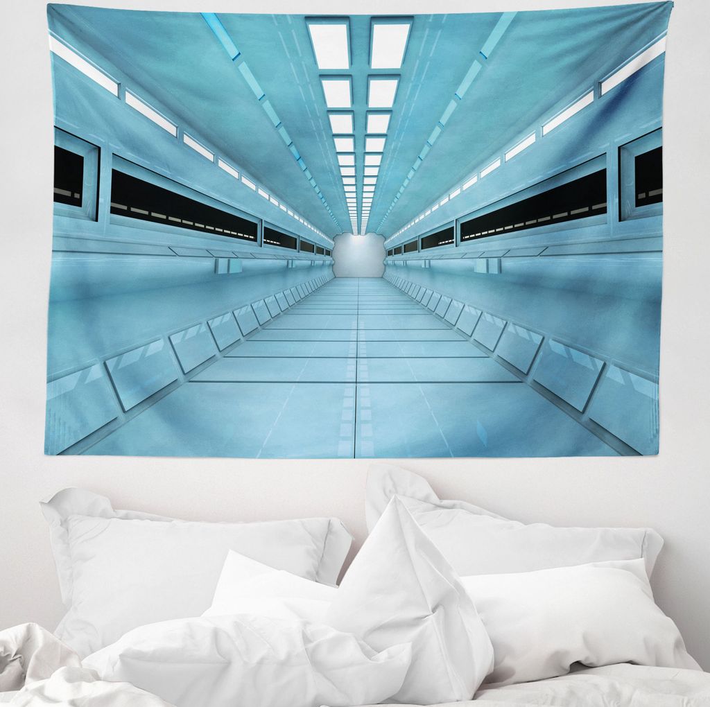 ABAKUHAUS Platz Wandteppich, Wissenschaft ficion Galaxy aus Weiches Mikrofaser Stoff Waschbar ohne Verblassen Digitaldruck, 150 x 110 cm, Hellblau