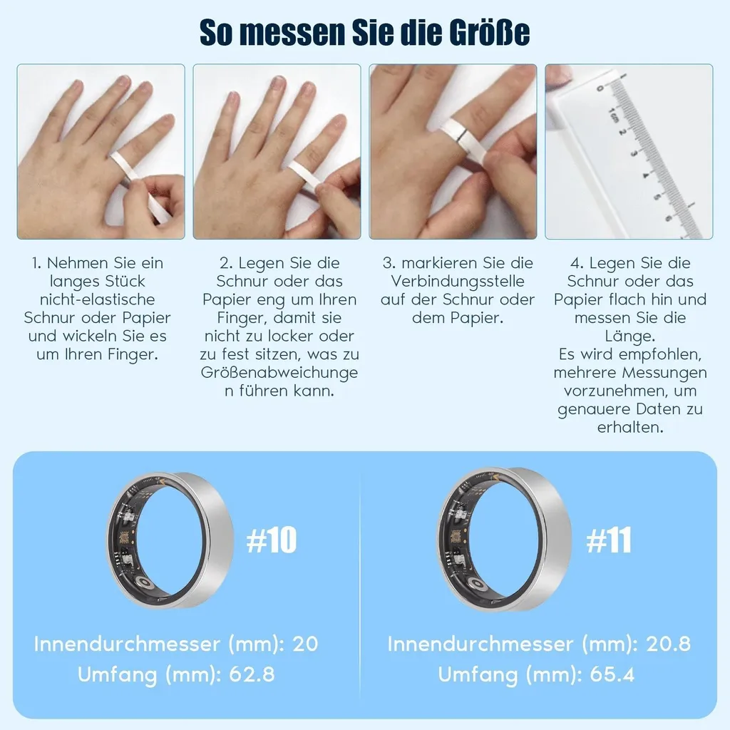 Bague connectée rythme cardiaque et température avec finition argent - 6