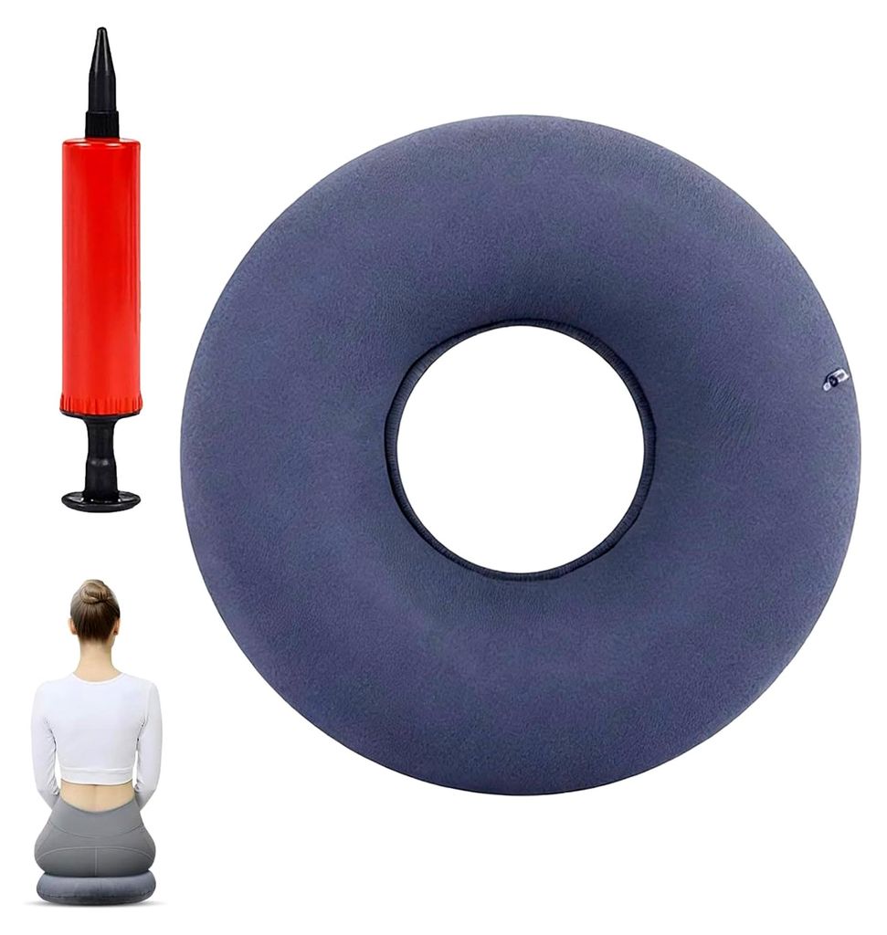 Donut-Kissen, Hämorrhoiden-Sitzkissen, aufblasbares Sitzkissen für Hämorrhoidenpflege und Steißbeinschmerzen (Grau)