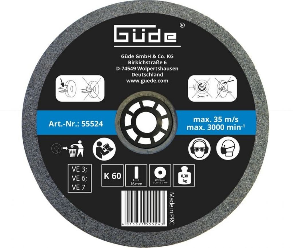Güde Schleifscheibe K 60 125 x 16 x 20 mm Produktbild 