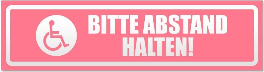 Bitte Abstand halten! Motiv 2 invertiert - Hinweis Aufkleber Sticker für Auto, Kfz, Fahrrad, PKW, LKWHellrosa - 60 x 16 cmBitte Abstand halten! Mo...