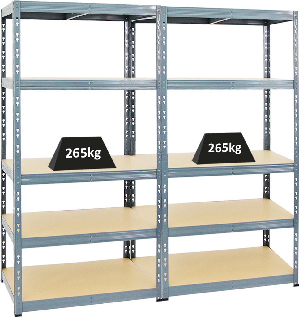Mega Deal | 2x Schwerlastregal Tiger | HxBxT 180x90x60 cm | Fachlast 265kg | Grau