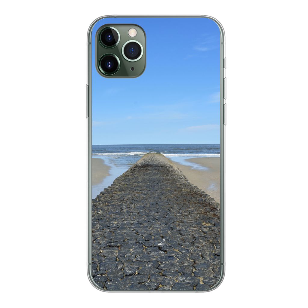 MuchoWow Handyhülle Schutzhülle Hülle für iPhone 11 Pro Max Nordsee - Strand - Wasser Silikon Softcase Handy Hülle - Schutz