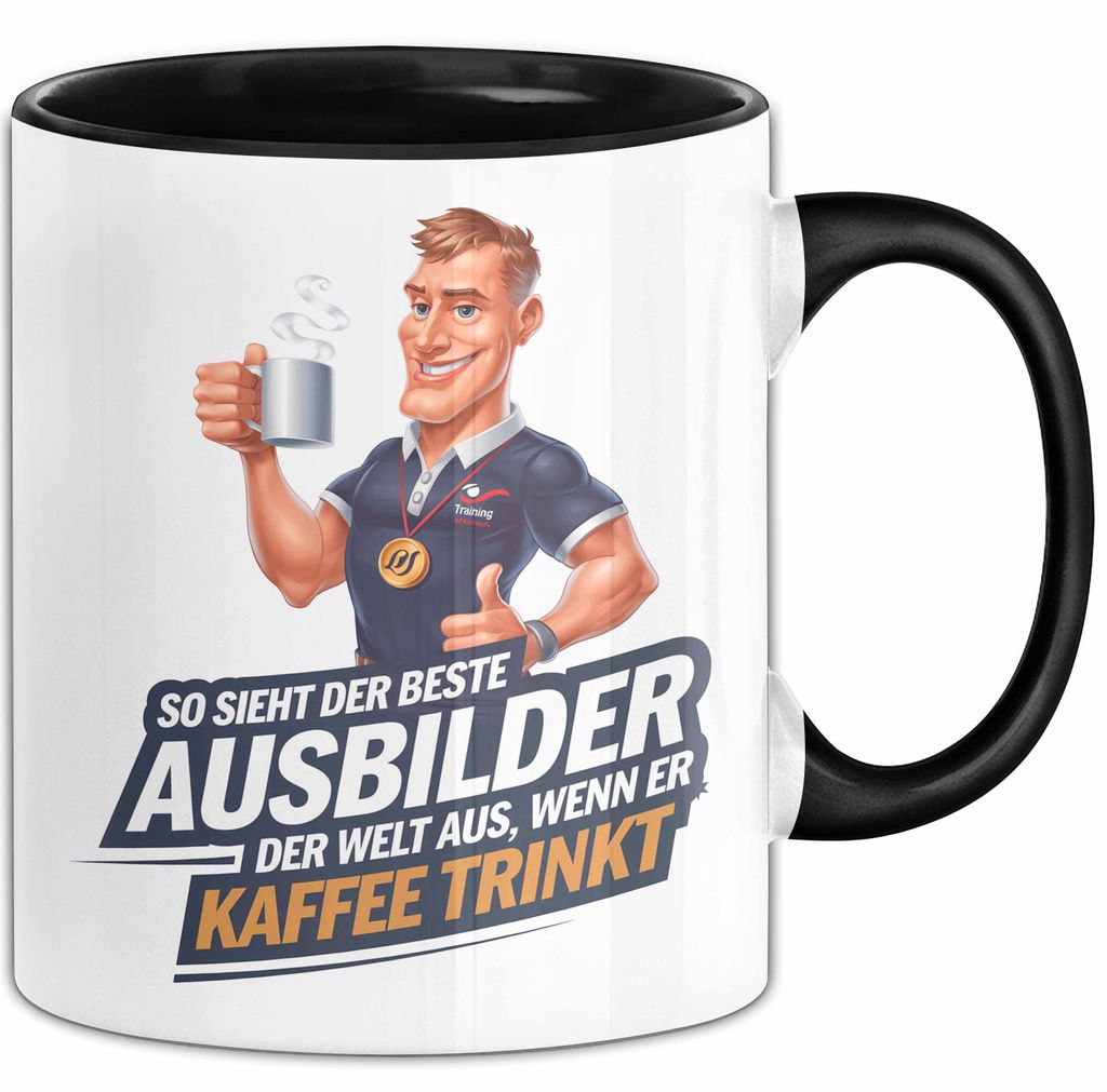 Trainer Tasse Geschenkidee Bester Trainer Trinkt Kaffee (Schwarz)