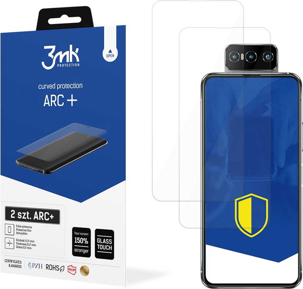 3mk Display Schutzfolie ARC+ für Asus Zenfone 7 0,17mm Self-Heal (2 Stück)