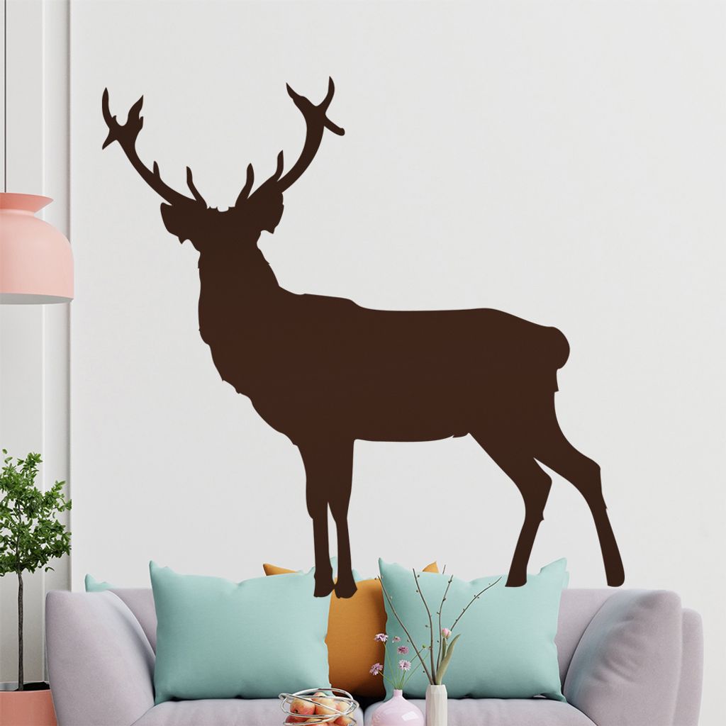 KIWISTAR Hirsch Silhouette - Geweih Rothirsch Reh Elch Wandtattoo in 6 Größen - Wandaufkleber Wall Sticker - Dekoration, Küche, Wohnzimmer, Schl...