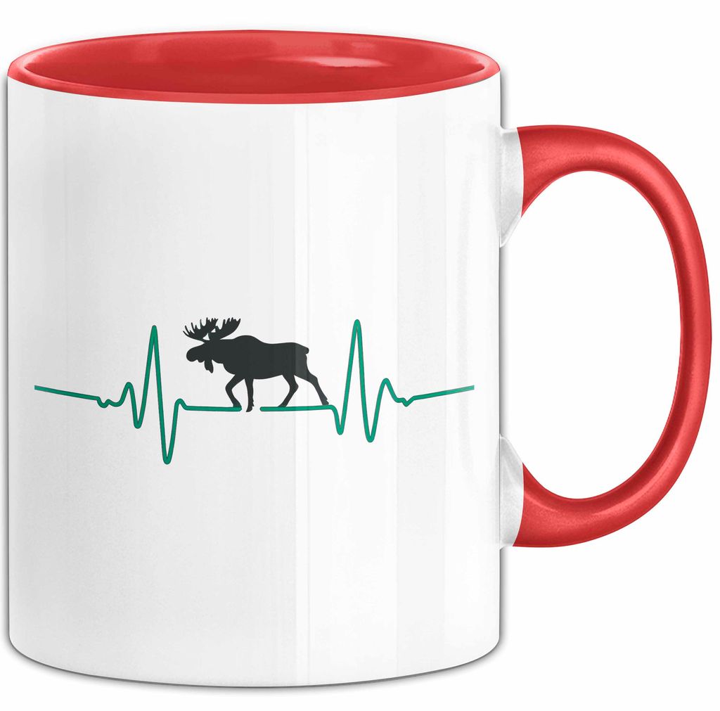 Skandinavischer Elch Tasse Geschenk Lustige Geschenkidee (Rot)