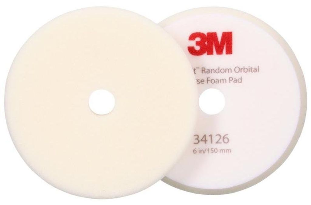 3M Perfect-It Festes Polierschaumpad für Exzenterpoliermaschine, Weiß, 130 mm, 34122 | Beutel (1 Stück)