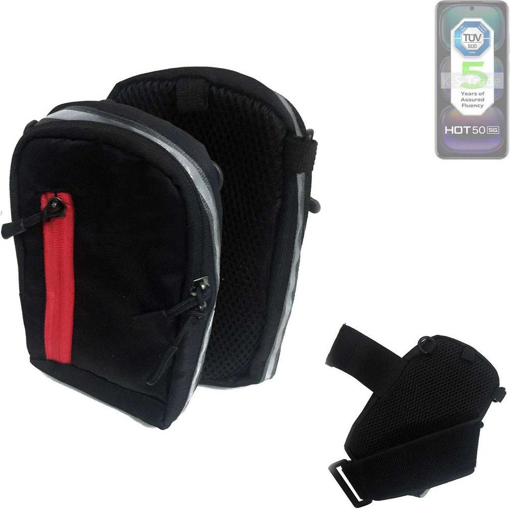 K-S-Trade Outdoor Gürteltasche Holster Umhängetasche kompatibel mit Infinix Hot 50 5G schwarz Handy Tasche Case travelbag Schutz Hülle Handy Hülle