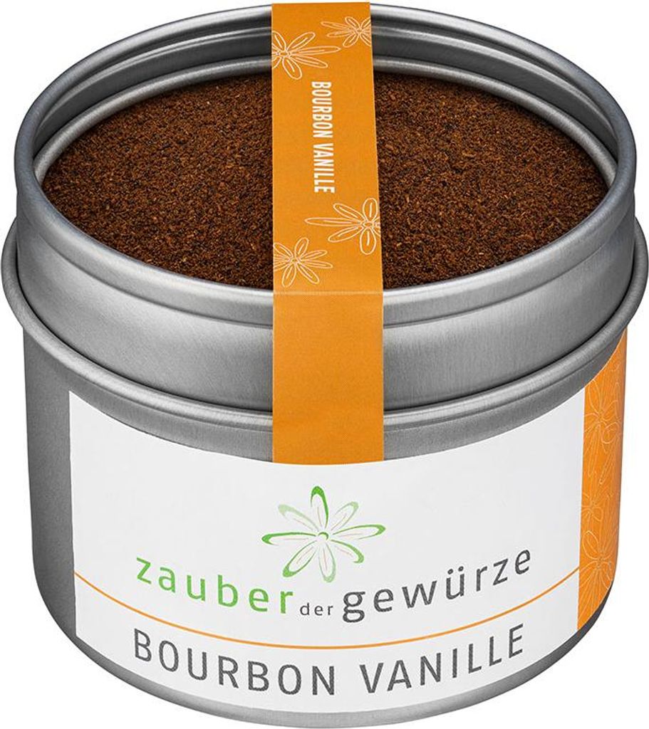 A tin of ground Bourbon vanilla spice.