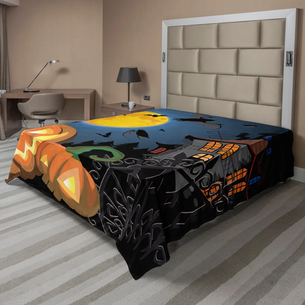 Drap de lit doux et confortable décor Halloween multicolore 260x228 cm