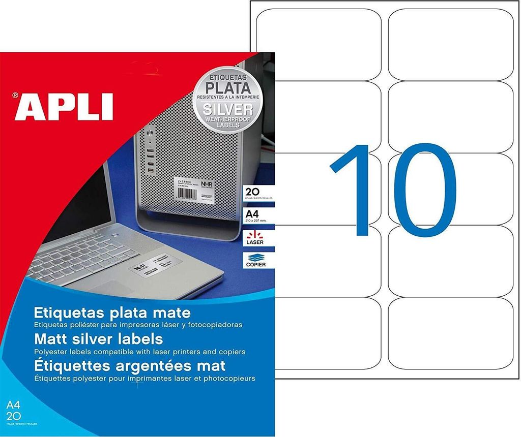 Agipa typeplaatjes, labels, 96 x 50,8 mm, zilver, 200 Productafbeelding 