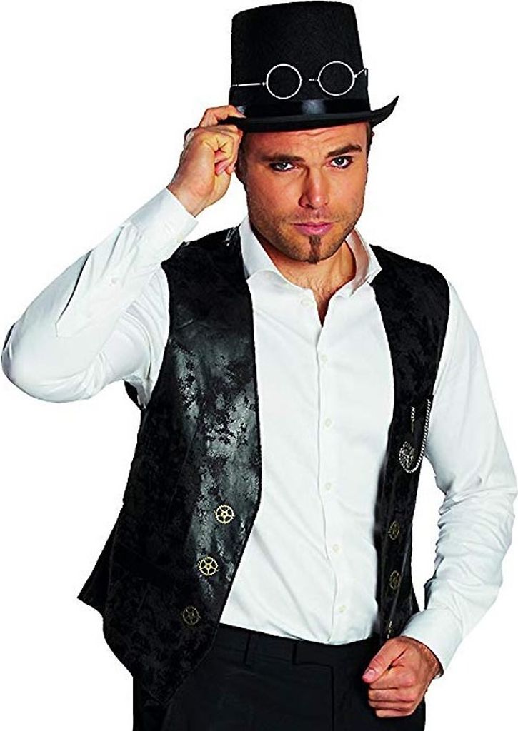 Schwarze Herren Steampunk Weste / Größe: 52 (L)