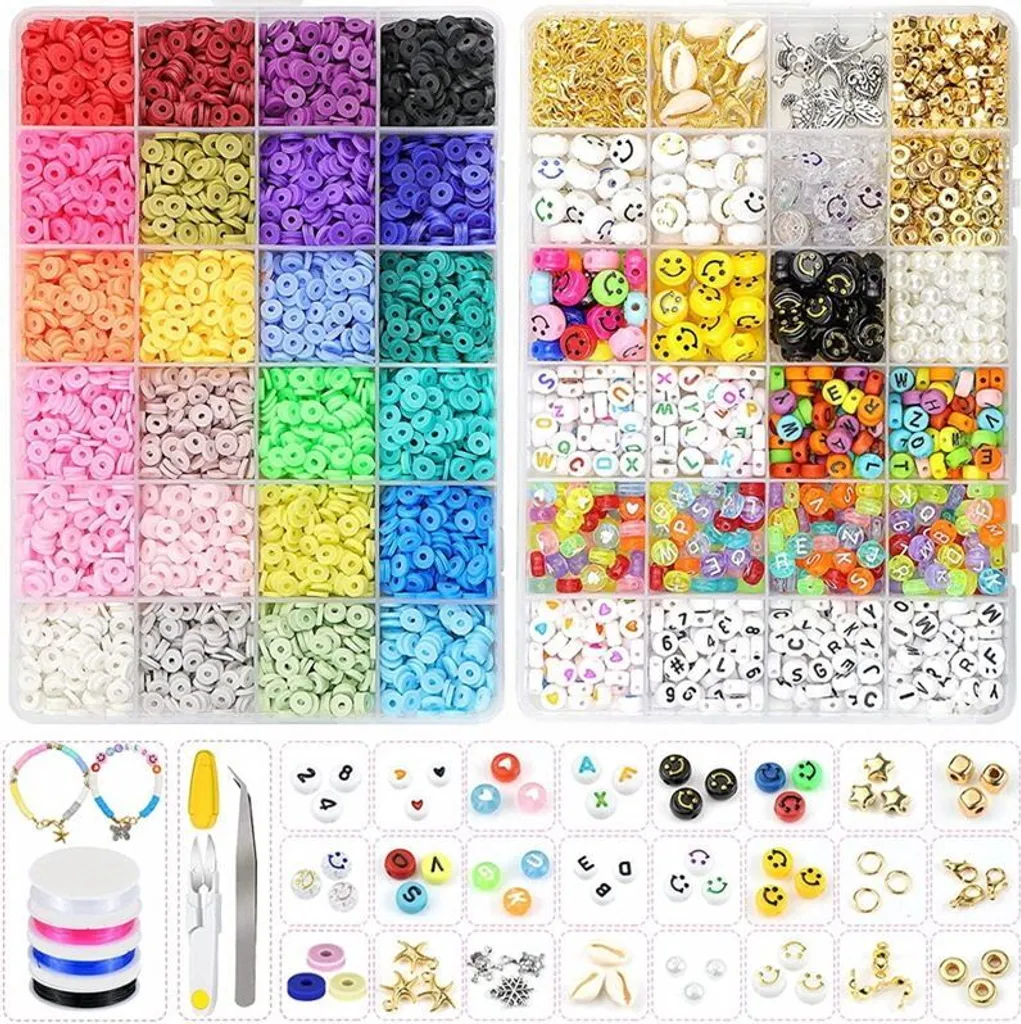7000 Perline Argilla Merkki KREA - Kit Creazione Braccialetti Amicizia