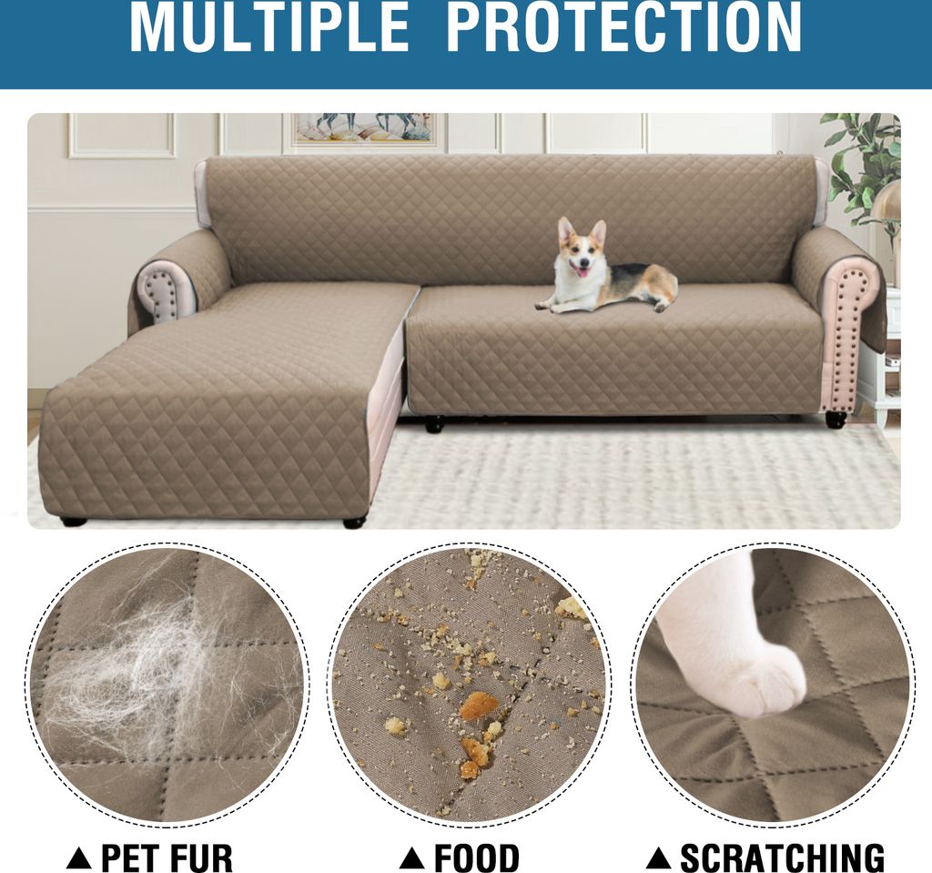 Topchances L Form Sofaüberwürfe, Wasserabweisend rutschfest Sofa Schutz Abdeckung für Ecksofa, Wendbarer Möbelschutz Hussen vor Haustiere und K...