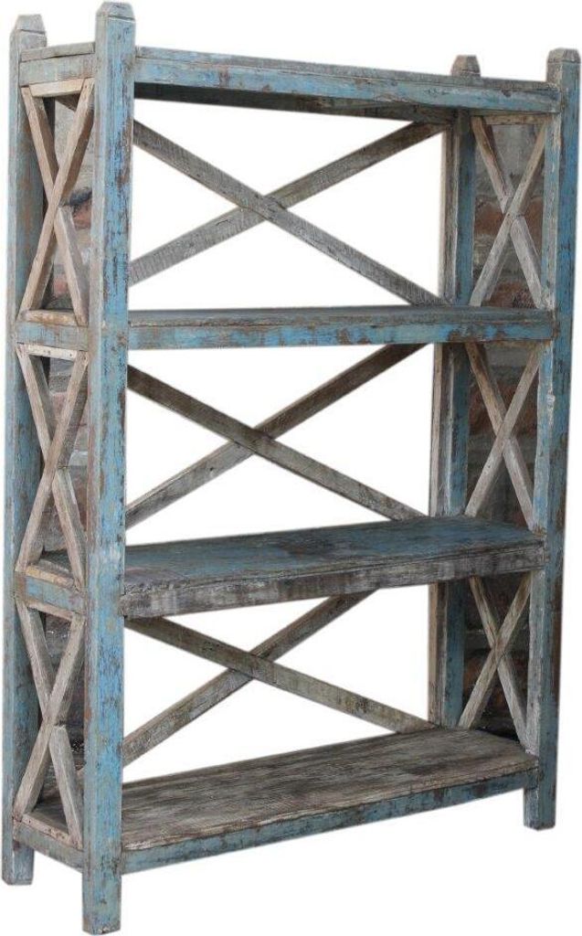 Rustikales Bücherregal, Küchenregal, Massivholz, Vintage Look - Modell 21, Braun, 183*128*38 cm, Bücherregale & Küchenregale