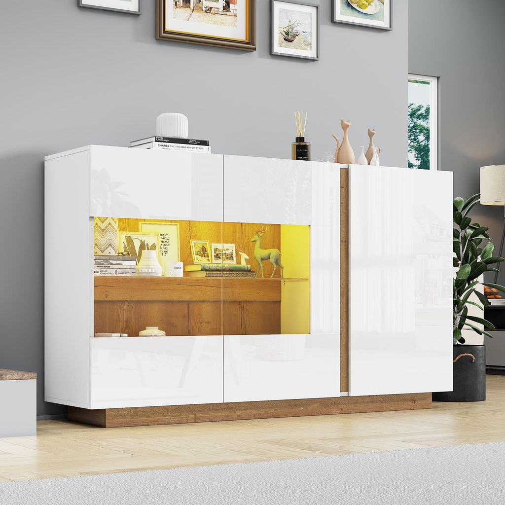 MODFU Buffet Haut Brillant avec 3 Portes - Armoire de Image du produit 