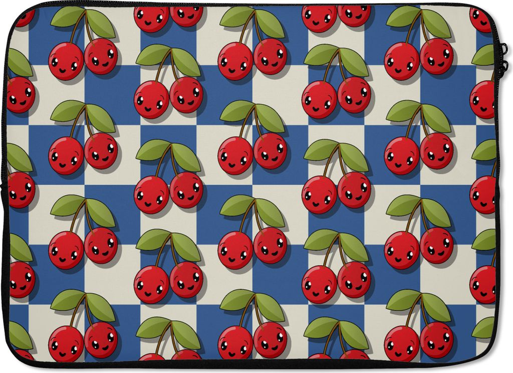 MuchoWow Laptop Hülle 13 Zoll Mädchen - Kirsche - Essen - Muster - Mädchen - Kinder - Mädchen Laptoptasche - Laptophülle - Sleeve - Rundumsc...