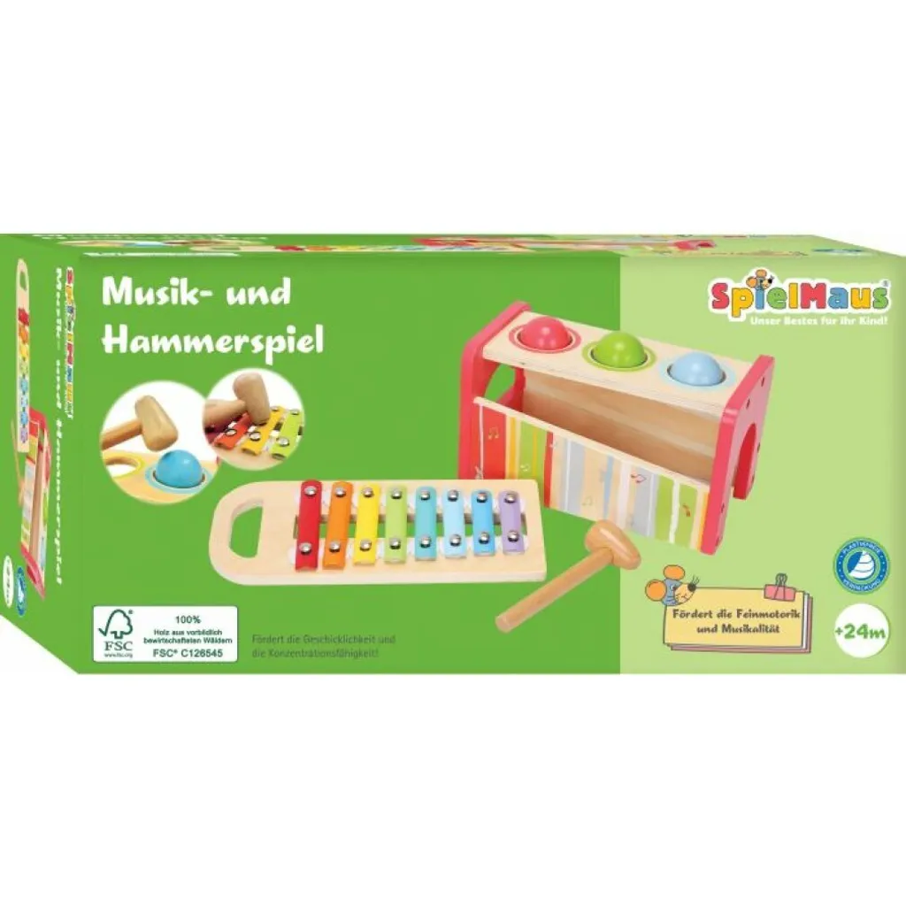 SpielMaus Jeu de Musique et de Marteau en Bois Éducatif pour Enfant