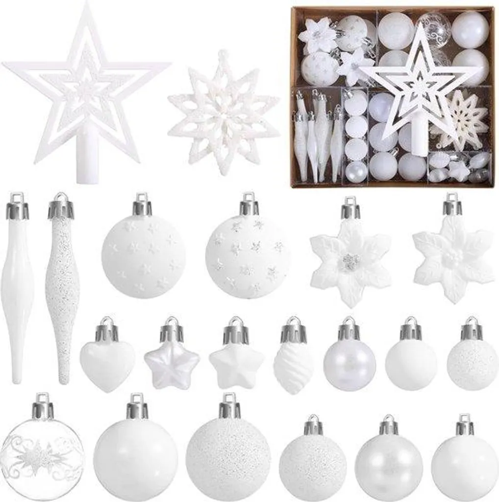 Décoration de Noël : lot 58 bougies blanches boules pour bougeoirs