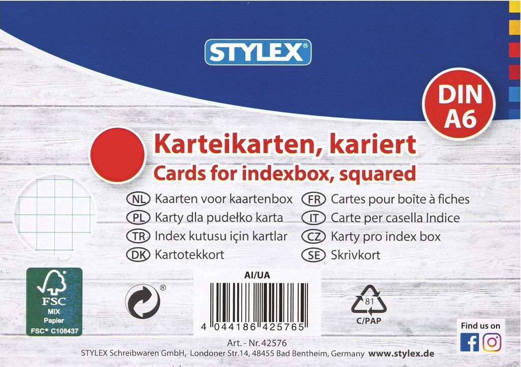 400 Karteikarten / DIN A6 / weiss / kariert